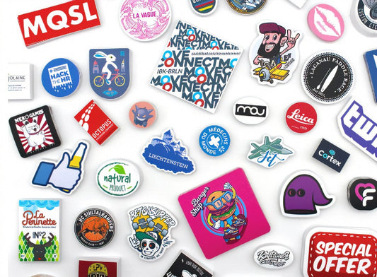 multiple personalized stickers with plain white background