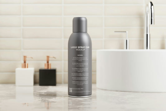gray air freshener in bathroom