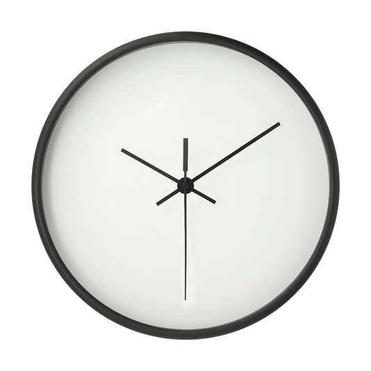 Wooden Frame 10” Diameter Wall Clock - Black