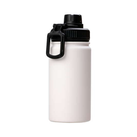 12oz Stainless Steel White Coated Water bottle with Sport lid