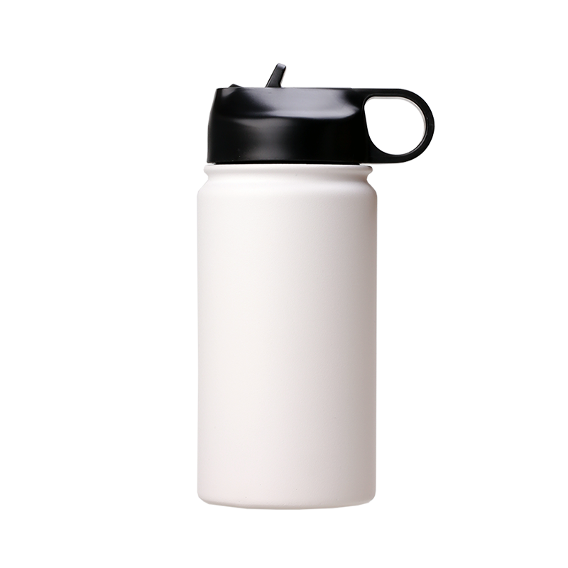 12oz Stainless Steel White Coated Water bottle with Standard lid