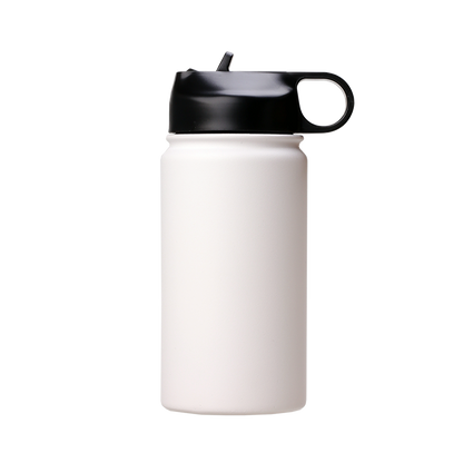 12oz Stainless Steel White Coated Water bottle with Standard lid