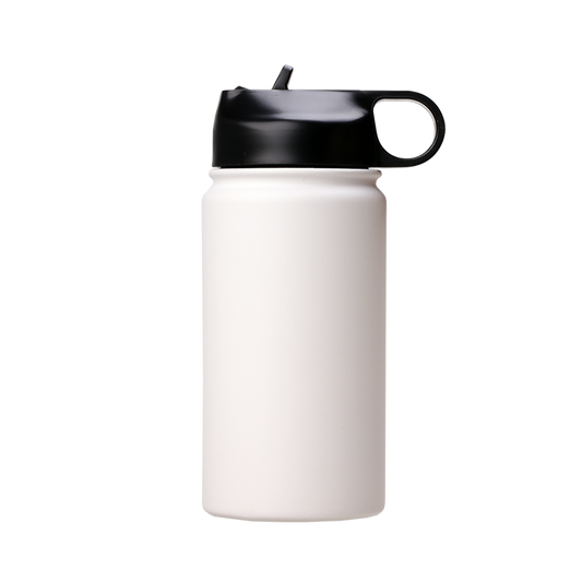 12oz Stainless Steel White Coated Water bottle with Standard lid