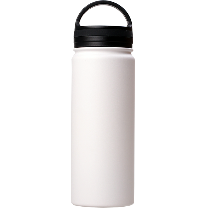 18oz Stainless Steel White Coated Water bottle with Handle lid