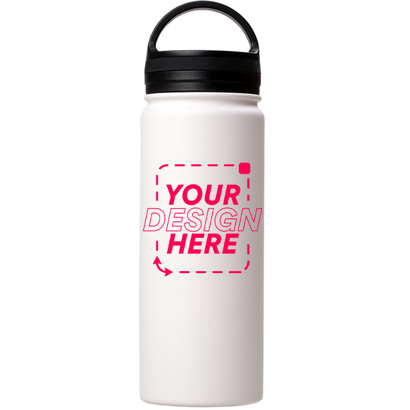 18oz Stainless Steel White Coated Water bottle with Handle lid