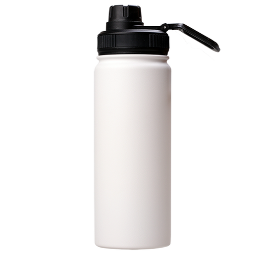 18oz Stainless Steel White Coated Water bottle with Sport lid