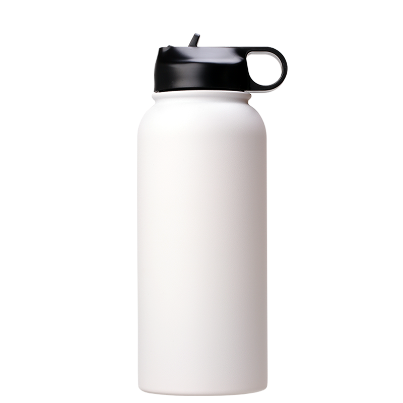 32oz Stainless Steel White Coated Water bottle with Standard lid