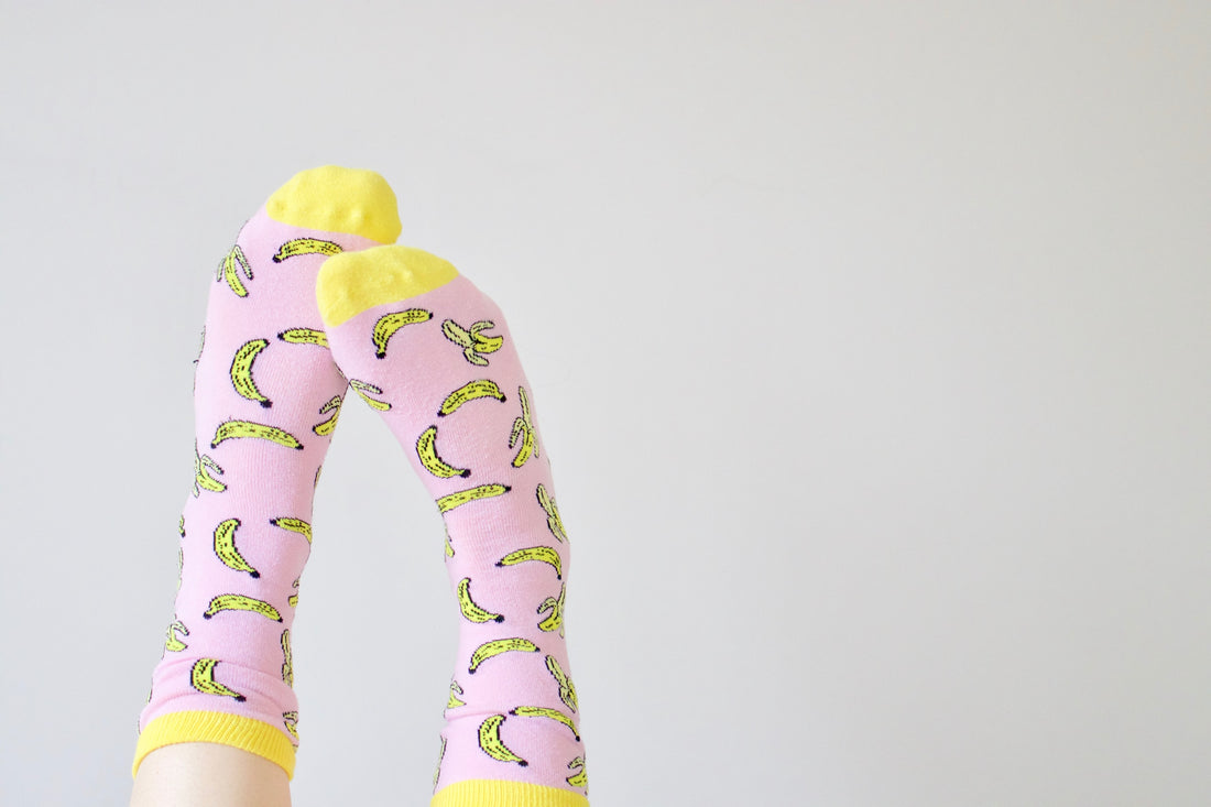 sock with yellow bananas