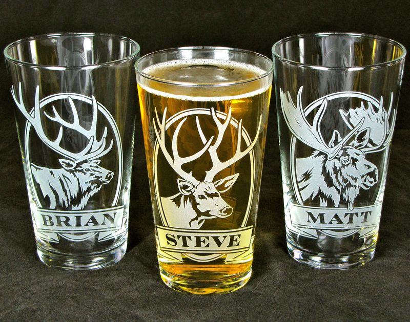 3 personalized glassware