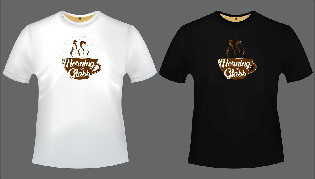 print on demand t-shirts with 'morning glass' printed on it