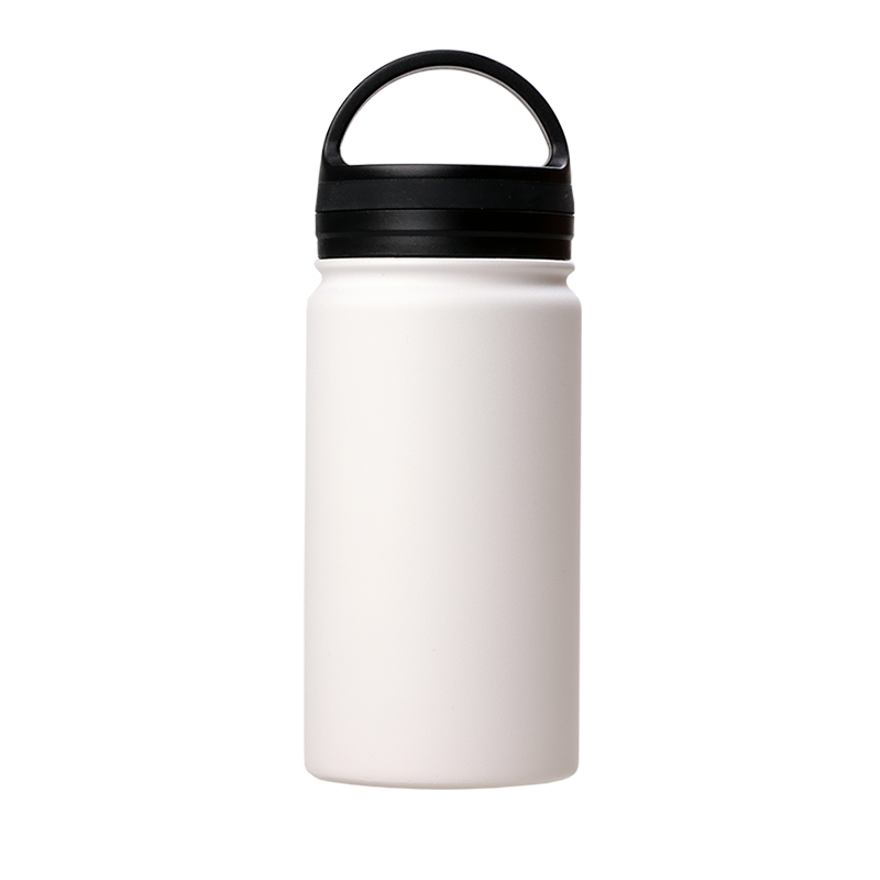 12oz Stainless Steel White Coated Water bottle with Handle lid
