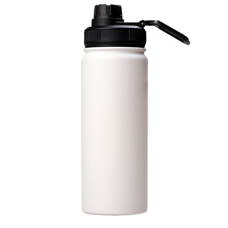 18oz Stainless Steel White Coated Water bottle with Sport lid