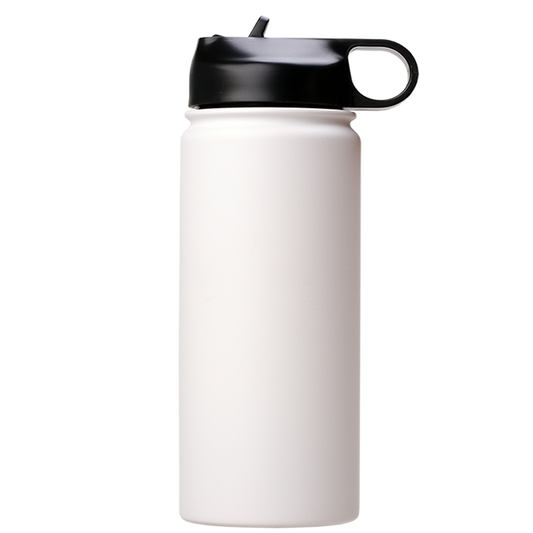 18oz Stainless Steel White Coated Water bottle with Standard lid