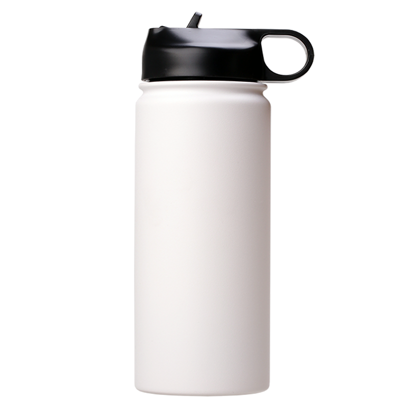 18oz Stainless Steel White Coated Water bottle with Standard lid