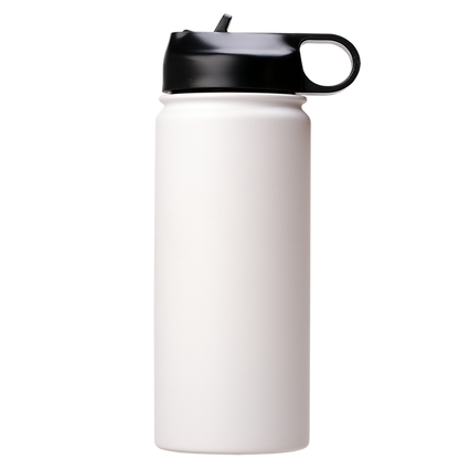 18oz Stainless Steel White Coated Water bottle with Standard lid