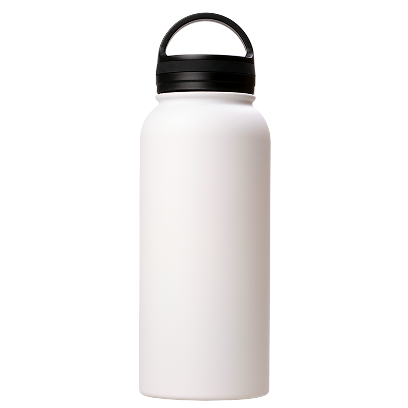 32oz Stainless Steel White Coated Water bottle with Handle lid