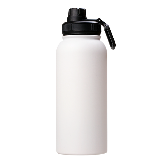 32oz Stainless Steel White Coated Water bottle with Sport lid