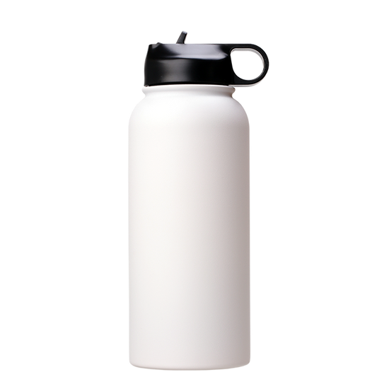 32oz Stainless Steel White Coated Water bottle with Standard lid